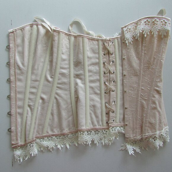 Creamy Jacquard and Lace Corset Set - NEW - Picture 8 of 16